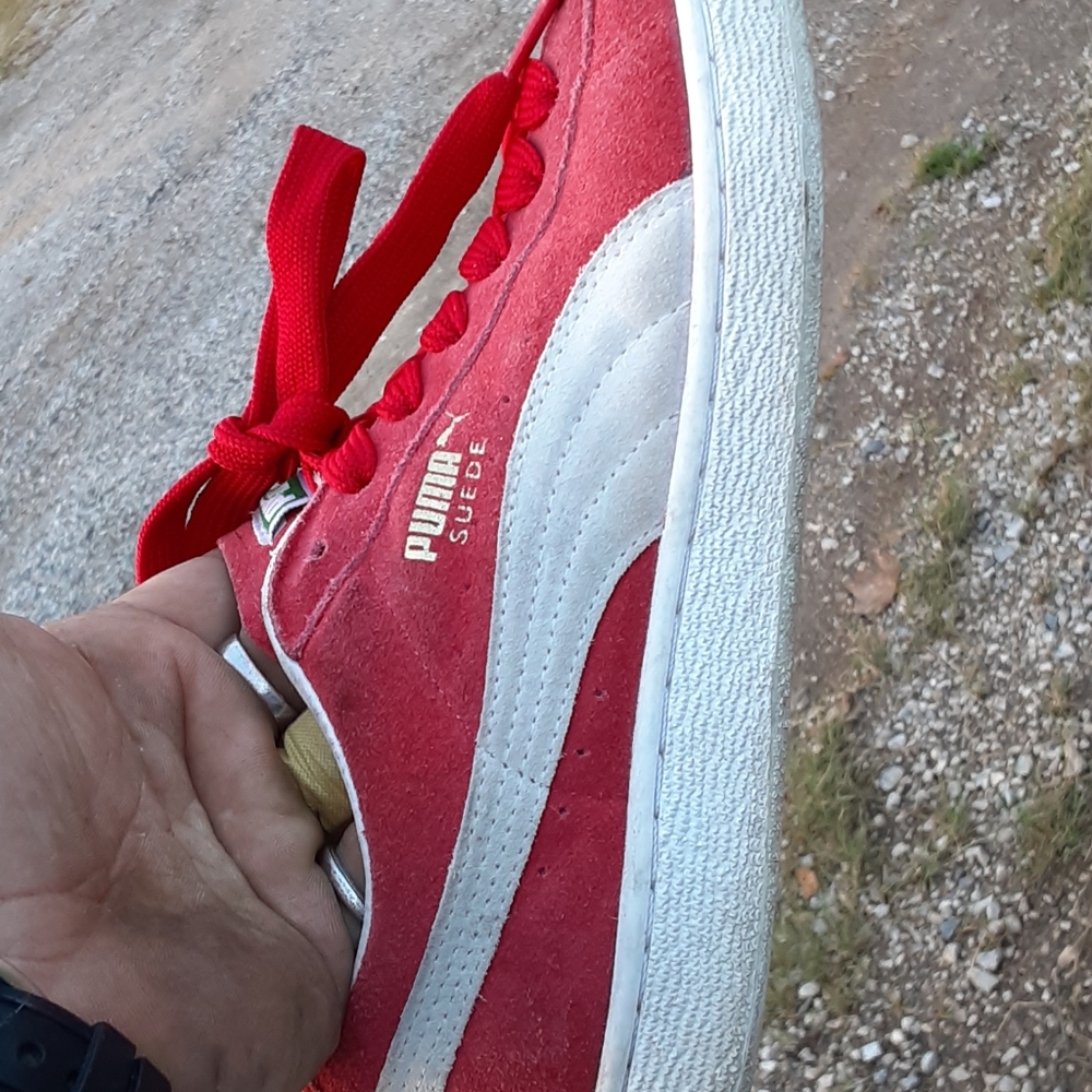 Red suede puma's